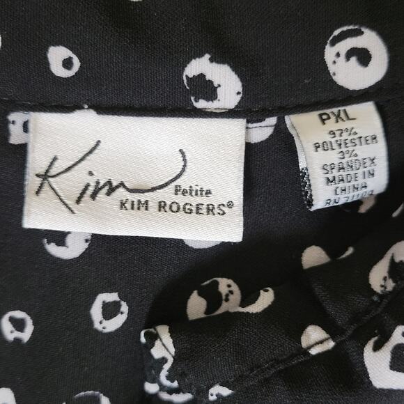 Kim Rogers Petite XL Button Up Blouse Collar Long Roll Tab Sleeve Breast Pockets - Picture 15 of 16